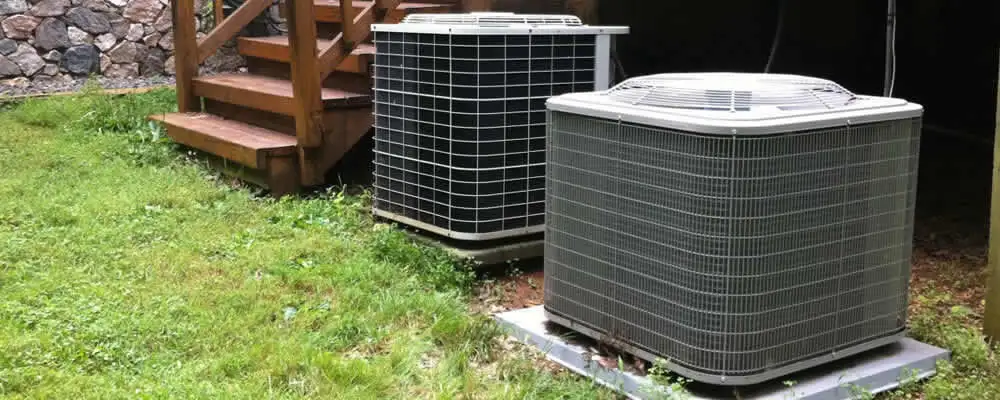 Heat pump installation and service units outside a home in West Palm Beach, FL